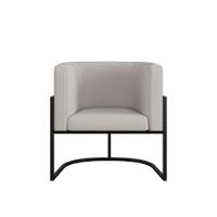 Kit 02 Poltronas Lua Sala Decorativa Base Ferro Gold Corino Bege - 3