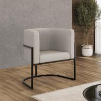 Kit 02 Poltronas Lua Sala Decorativa Base Ferro Gold Corino Bege - 6