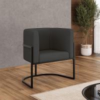 Kit 02 Poltronas Lua Sala Decorativa Base Ferro Gold Corino Cinza - 6