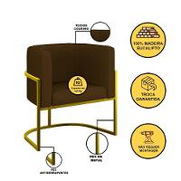 Kit 02 Poltronas Lua Sala Decorativa Base Ferro Gold Corino Marrom - 5