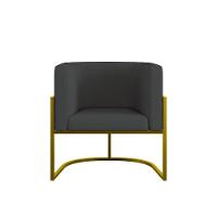 Kit 02 Poltronas Lua Sala Decorativa Base Ferro Gold Corino Cinza - 5