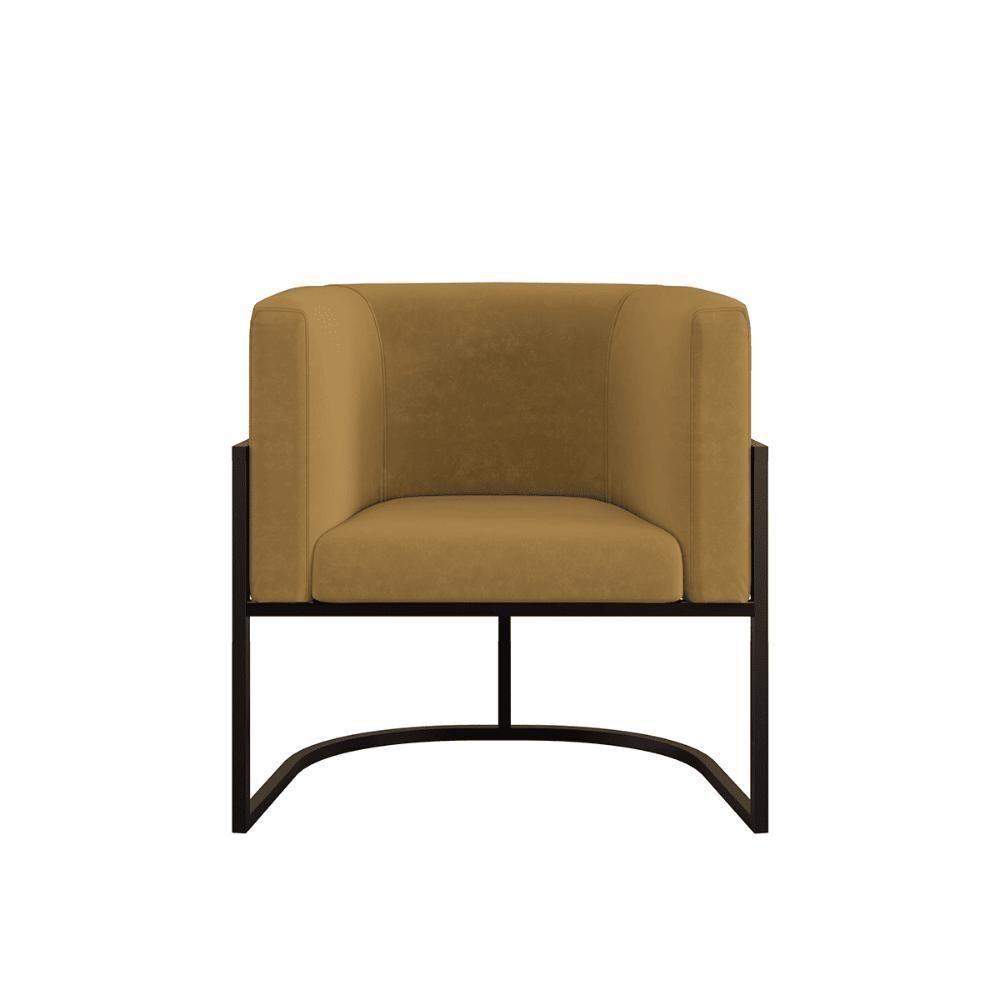 Kit 04 Poltronas Lua Sala Decorativa Base De Ferro Black Capuccino - 2