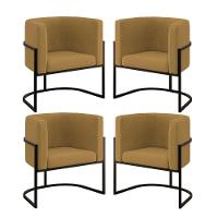 Kit 04 Poltronas Lua Sala Decorativa Base De Ferro Black Capuccino - 1