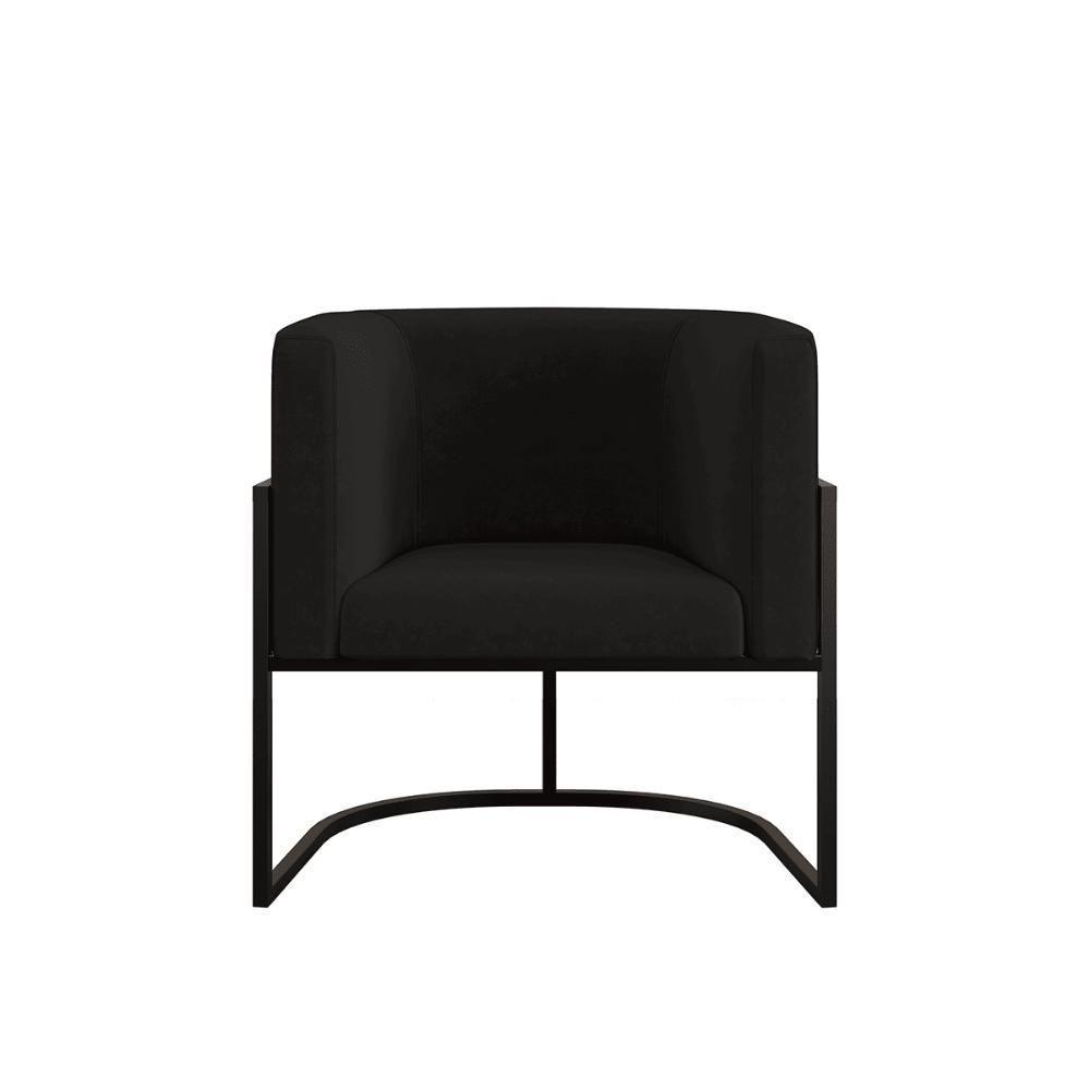 Kit 04 Poltronas Lua Sala Decorativa Base De Ferro Black Preto - 7