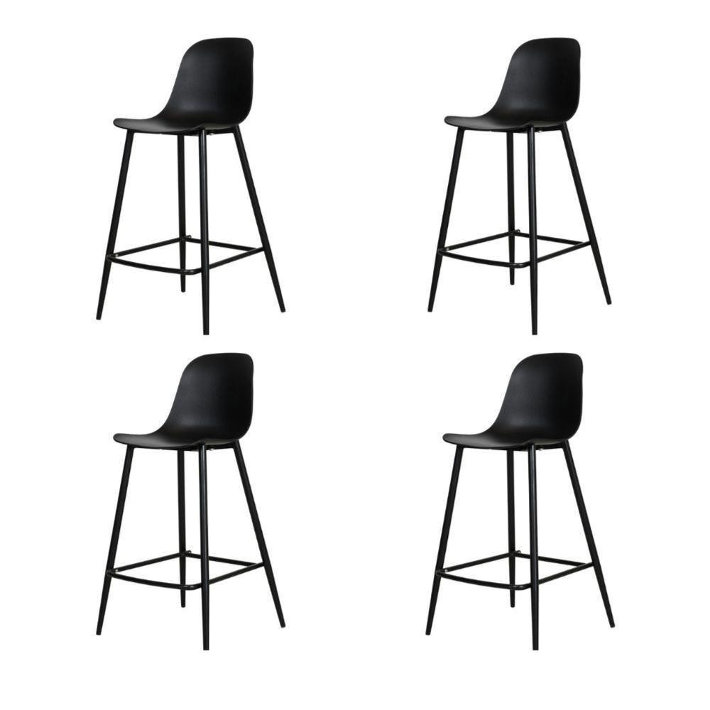 Kit 4 Banquetas Médias Miami Abi Fratini 91,50 Cm (altura) Polipropileno Preto Base Em Aço Pintado - 1