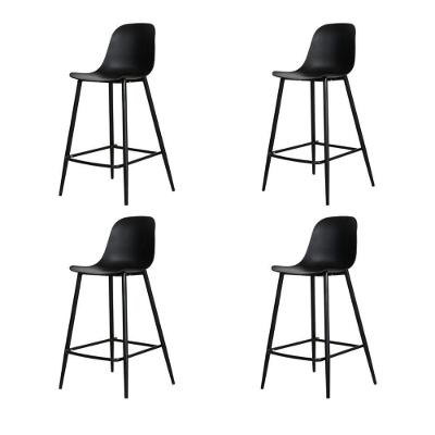 Kit 4 Banquetas Médias Miami Abi Fratini 91,50 Cm (altura) Polipropileno Preto Base Em Aço Pintado
