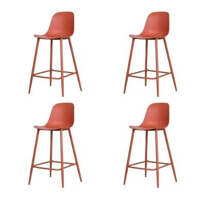 Kit 4 Banquetas Altas Miami Abi Fratini 101,50 Cm (altura) Polipropileno Terracota Base Aço Pintado