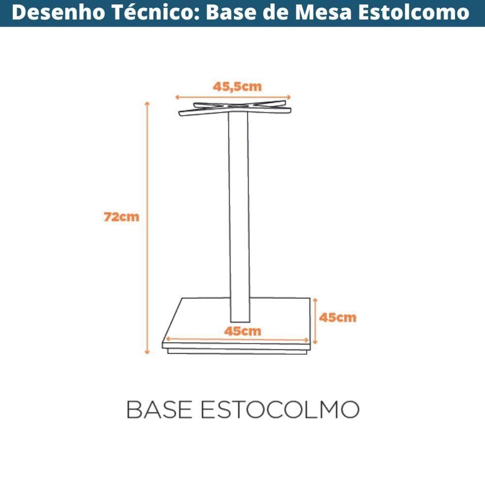 Base De Mesa De Jantar Quadrada Estocolmo Alpha Fratini 72 Cm (altura) Aço Preto Com Base Quadrada - 3