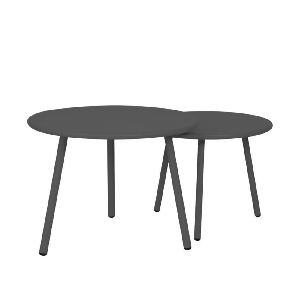 Mesa De Centro Redonda Noronha Fratini 50 Cm (largura) Em Aço Cinza área Externa - 5