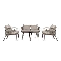 Mesa De Centro Redonda Noronha Fratini 50 Cm (largura) Em Aço Cinza área Externa