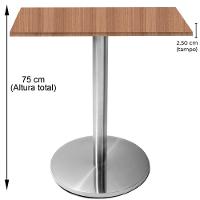 Mesa Beta Inox 75 Cm altura Disco Redondo Tampo Mdp Quadrado 70 Cm Largura X 2,50 Cm Altura Naturalle - 3