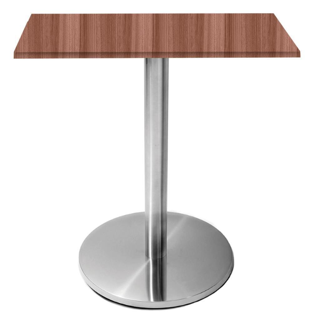 Mesa Beta Inox 75 Cm altura Disco Redondo Tampo Mdp Quadrado 60 Cm Largura X 2,50 Cm Altura Walnut - 1