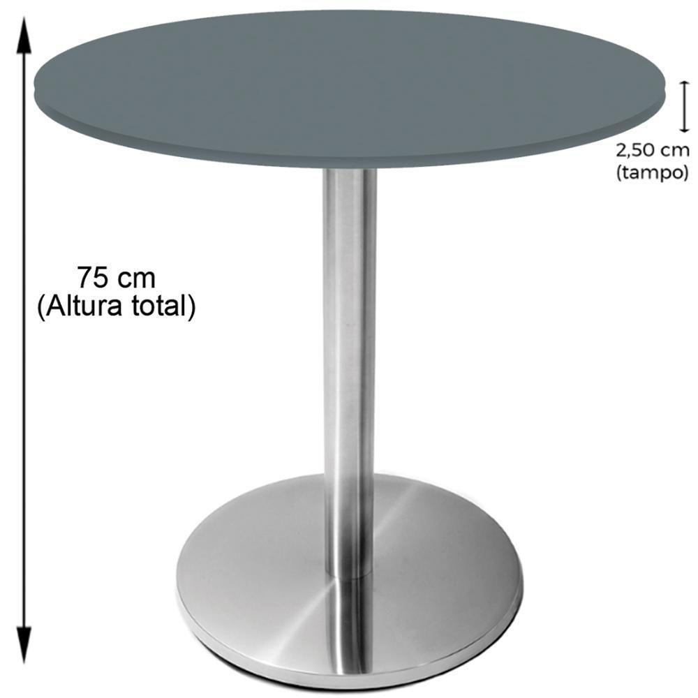 Mesa Beta Inox 75 Cm altura Disco Redondo Tampo Mdp Redondo 60 Cm Largura X 2,50 Cm Altura Grafito - 3