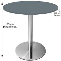 Mesa Beta Inox 75 Cm altura Disco Redondo Tampo Mdp Redondo 60 Cm Largura X 2,50 Cm Altura Grafito - 3