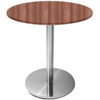 Mesa Beta Inox 75 Cm altura Disco Redondo Tampo Mdp Redondo 60 Cm Largura X 2,50 Cm Altura Walnut - 1