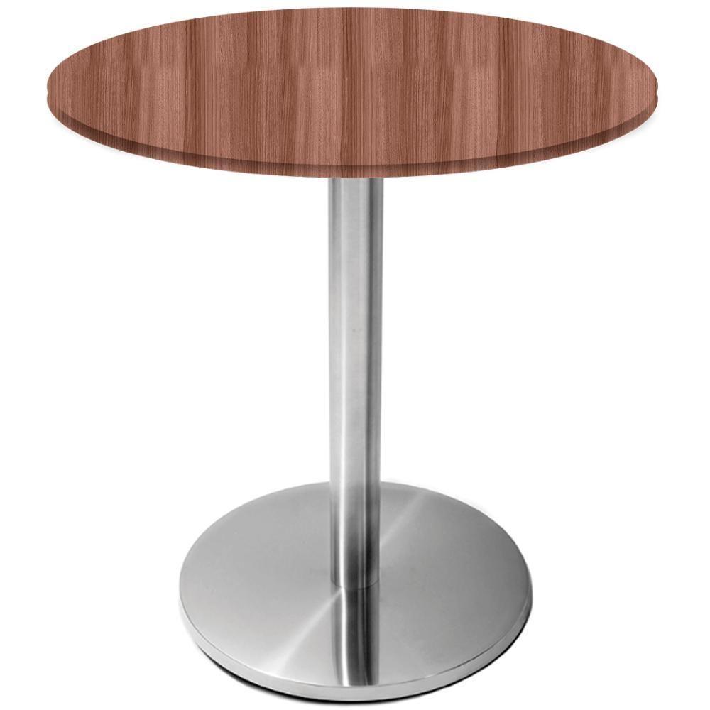 Mesa Beta Inox 75 Cm altura Disco Redondo Tampo Mdp Redondo 70 Cm Largura X 2,50 Cm Altura Walnut - 1