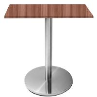 Mesa Beta Inox 75 Cm altura Disco Redondo Tampo Mdp Quadrado 80 Cm Largura X 2,50 Cm Altura Walnut - 1