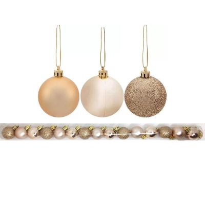 Kit 15 Bolas Natal Mista Glitter, Fosca E Brilho Champanhe 3cm - Master Christmas