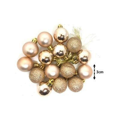 Kit 15 Bolas Natal Mista Glitter, Fosca E Brilho Champanhe 3cm - Master Christmas