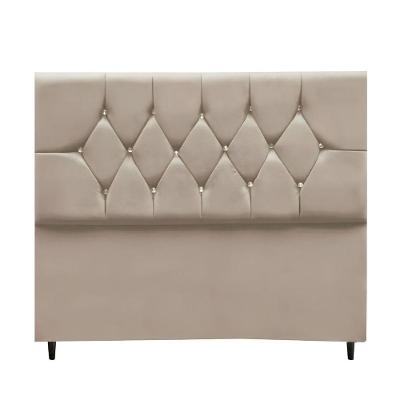 Cabeceira Cama Box King 195 Cm Geovana Suede bege.