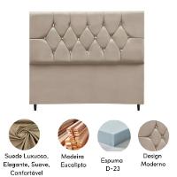 Cabeceira Cama Box King 195 Cm Geovana Suede bege. - 3