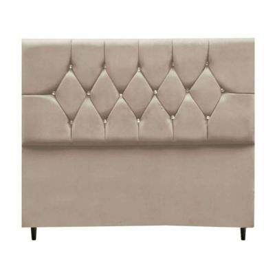 Cabeceira Cama Box Solteiro 90 Cm Geovana Suede bege.