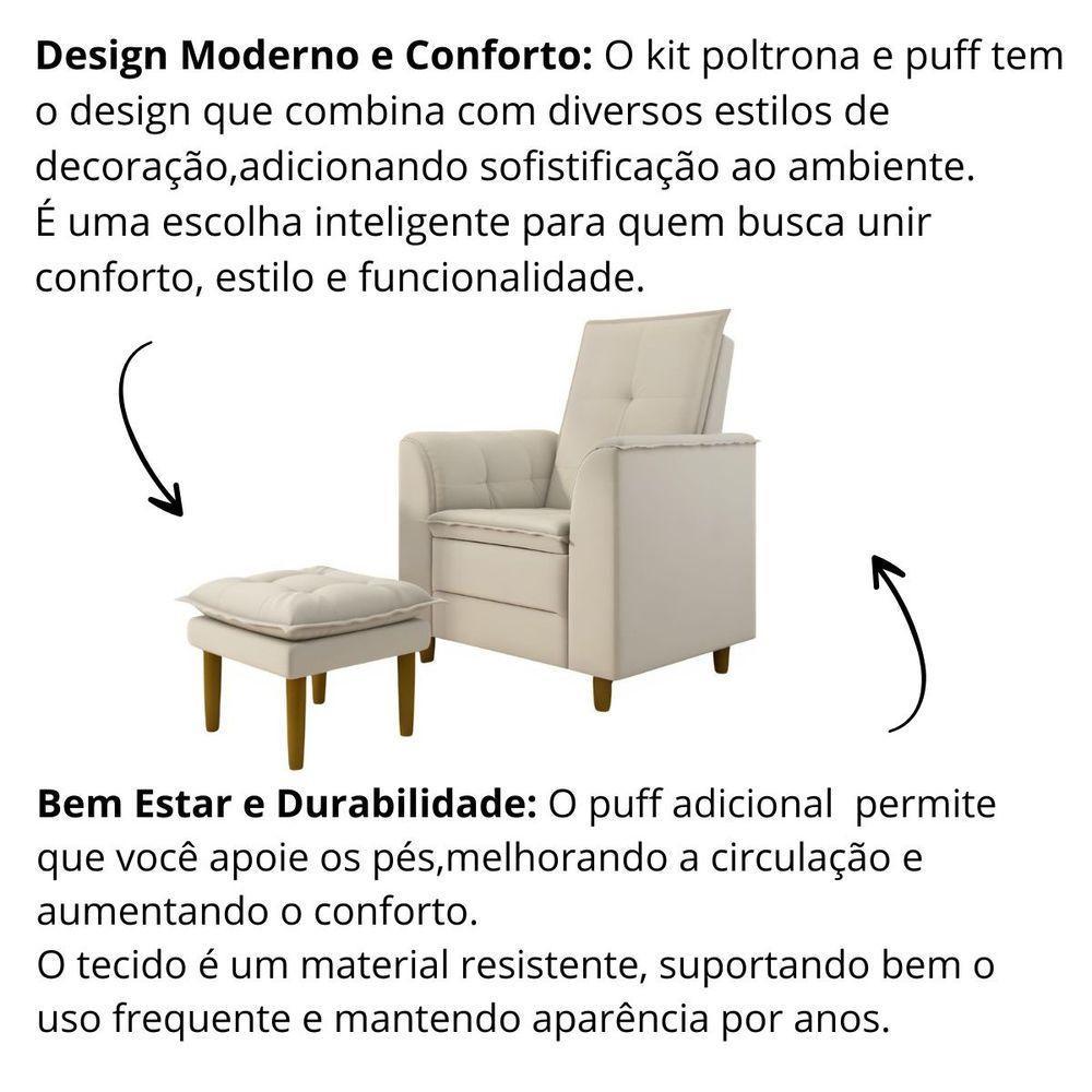 Poltrona Decorativa Amamentação Reforçada Puff Luly Veludo bege - 7