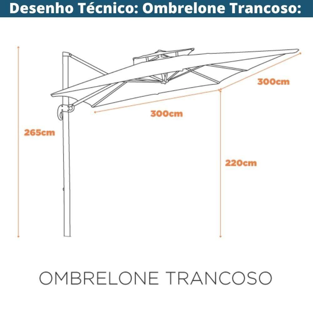Ombrelone Lateral Trancoso Tulum Fratini 300 Cm (largura) Sem Base Em Alumínio Fendi Capa Poliéster - 4