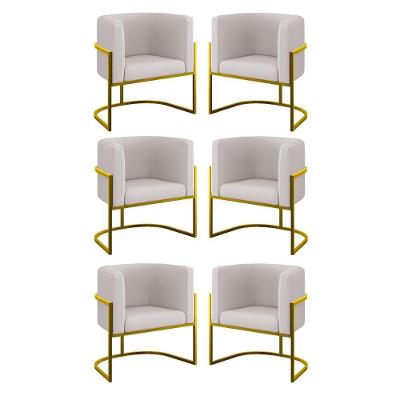 Kit 6 Cadeiras Poltrona Lua Veludo Gold Balaqui Bege