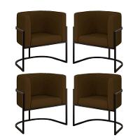 Kit 4 Cadeiras Poltrona Lua Corino Preto Balaqui Marrom - 1
