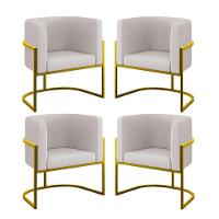 Kit 4 Cadeiras Poltrona Lua Veludo Gold Balaqui Bege - 1