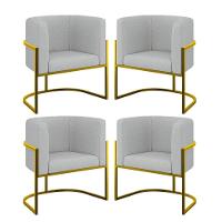 Kit 4 Cadeiras Poltrona Lua Boucle Gold Balaqui Cinza - 1