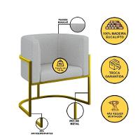 Kit 4 Cadeiras Poltrona Lua Boucle Gold Balaqui Cinza - 3