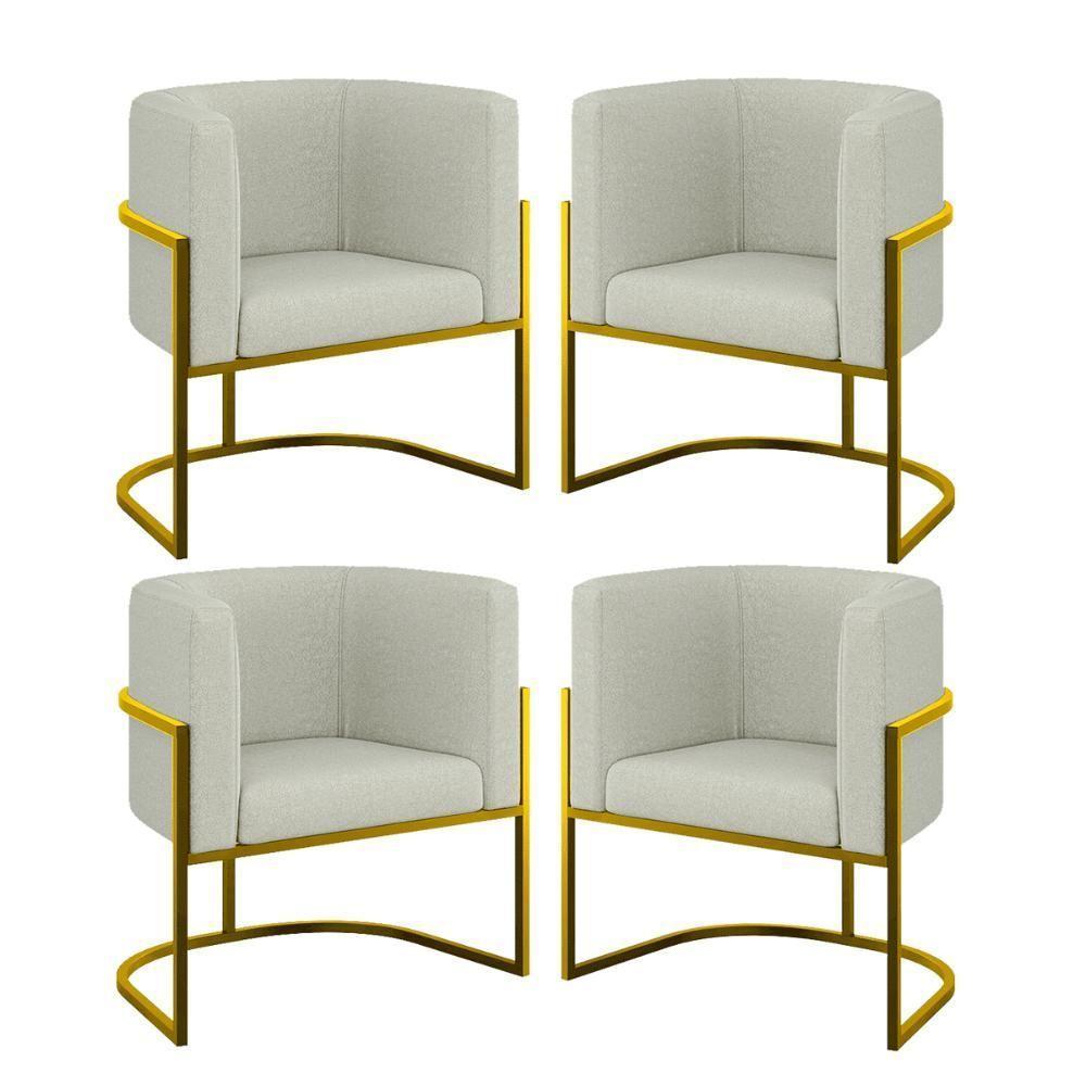 Kit 4 Cadeiras Poltrona Lua Boucle Gold Balaqui Bege - 1