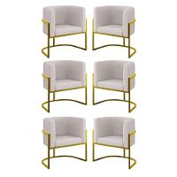 Kit 6 Cadeiras Poltrona Lua Veludo Gold Balaqui Bege - 1