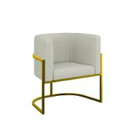 Cadeira Poltrona Lua Bouclê Base De Metal Dourada Reforçada Bege - 1