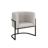 Cadeira Poltrona Lua Corino Base De Metal Preta Reforçada Bege - 1