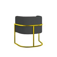 Cadeira Poltrona Lua Corino Base De Metal Dourada Reforçada Cinza - 6