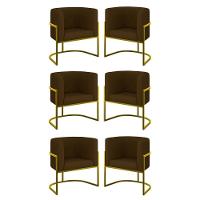 Kit 6 Cadeiras Poltrona Lua Corino Gold Balaqui Marrom - 1