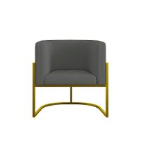 Kit 6 Cadeiras Poltrona Lua Veludo Gold Balaqui Cinza