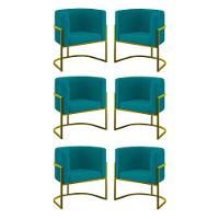 Kit 06 Cadeiras Poltrona Lua Gold Balaqui Azul Turquesa - 1
