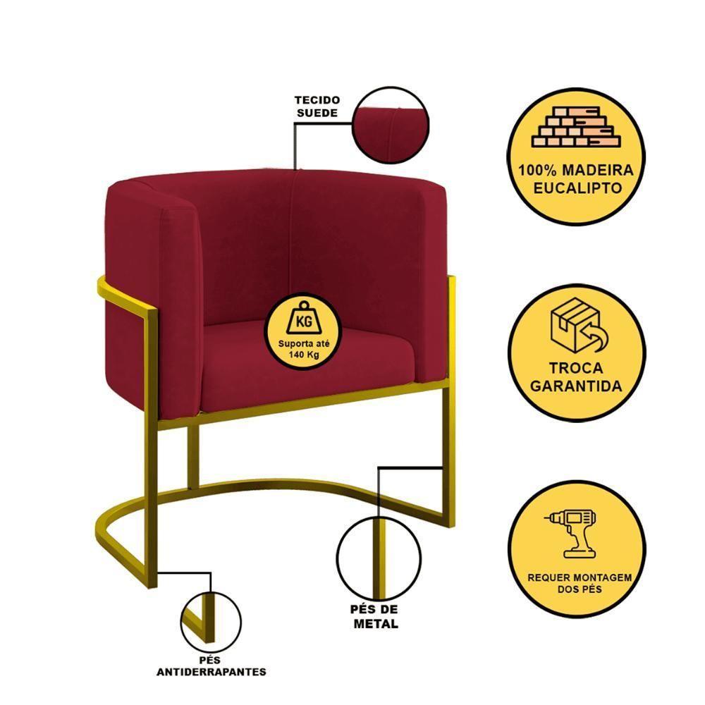 Kit 06 Cadeiras Poltrona Lua Gold Balaqui Marsala - 3