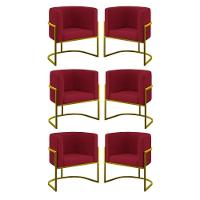 Kit 06 Cadeiras Poltrona Lua Gold Balaqui Marsala - 1