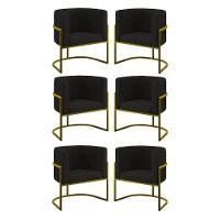 Kit 06 Cadeiras Poltrona Lua Gold Balaqui Preto - 1