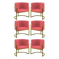 Kit 06 Cadeiras Poltrona Lua Gold Balaqui rosa Rosa - 1