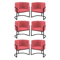 Kit 06 Cadeiras Poltrona Lua Preto Balaqui rosa Rosa - 1