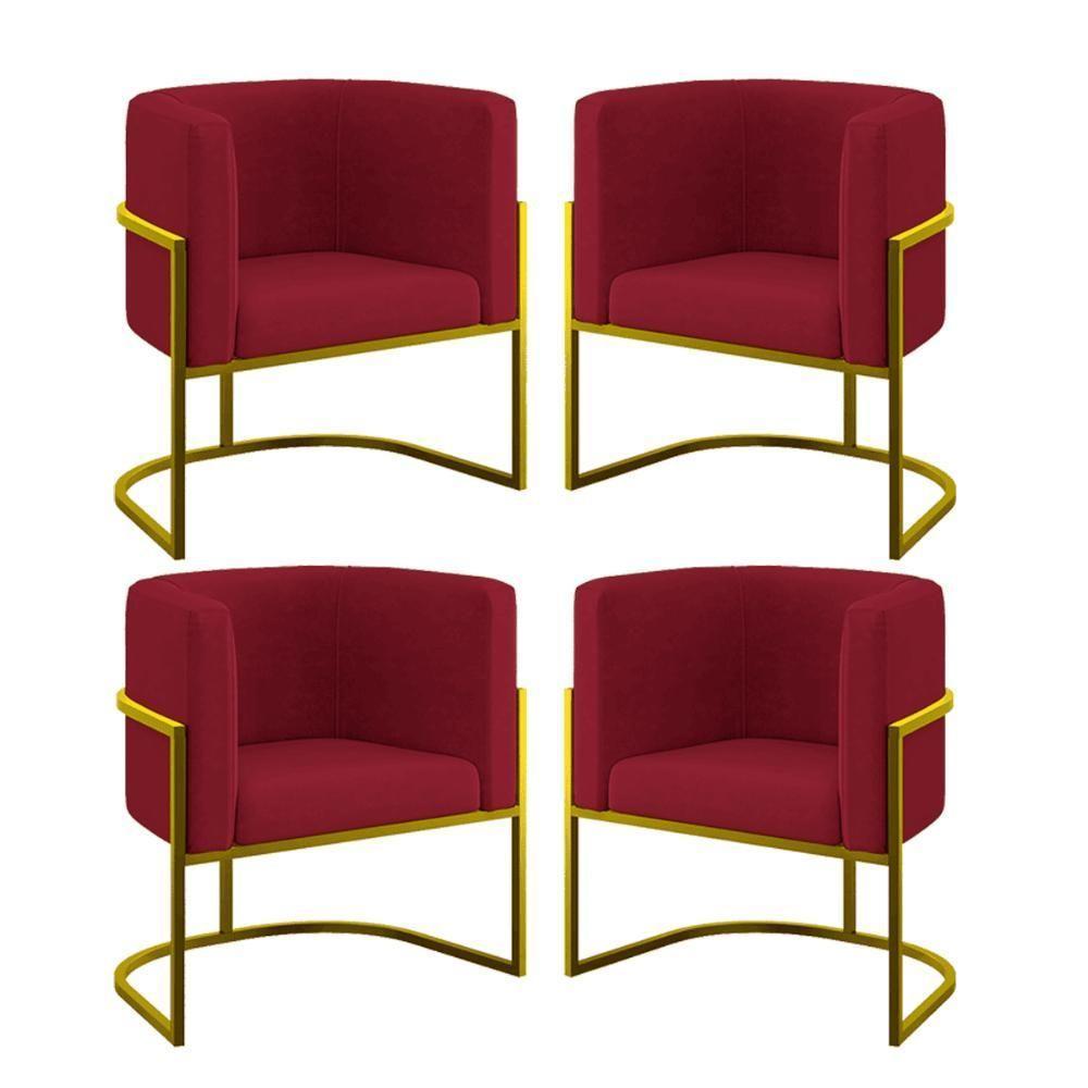 Kit 04 Cadeiras Poltrona Lua Gold Balaqui Marsala - 1