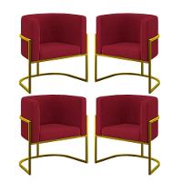 Kit 04 Cadeiras Poltrona Lua Gold Balaqui Marsala - 1