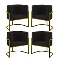 Kit 04 Cadeiras Poltrona Lua Gold Balaqui Preto - 1