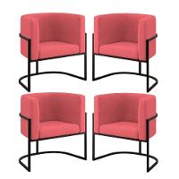 Kit 04 Cadeiras Poltrona Lua Preto Balaqui rosa Rosa - 1
